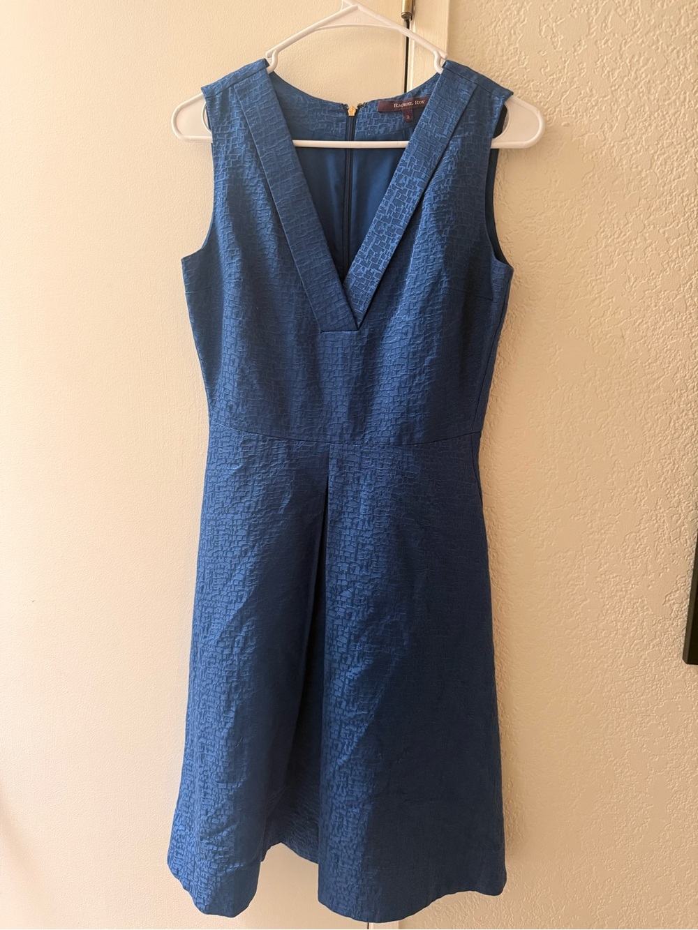Rachel Roy Blue Silk Blend Textured Fit & Flare Cocktail Dress Size 2‎